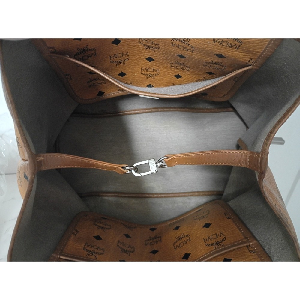 MCM Cognac Visetos Monogram Double Handle Bag - EUC - Picture 7 of 9